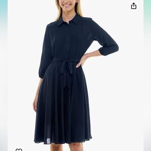 NEW Nanette Lepore Pintuck Shirtdress Navy Flowy Size 14W NWT